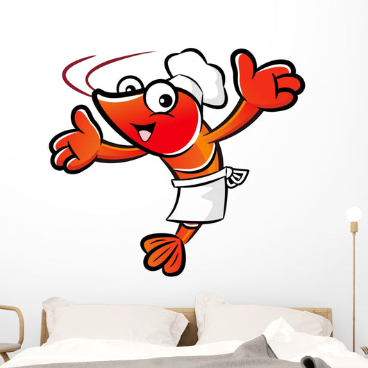 The Shrimp Chef mascot has been welcomed with both hands. Prawn Wall Decal