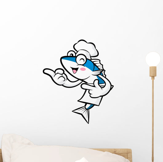 Cooks Fish Mascot Direction Wall Decal