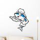 Cooks fish mascot the direction of pointing with both hands. Ext Wall Decal
