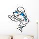 Cooks fish mascot the direction of pointing with both hands. Ext Wall Decal