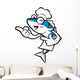 Cooks fish mascot the direction of pointing with both hands. Ext Wall Decal