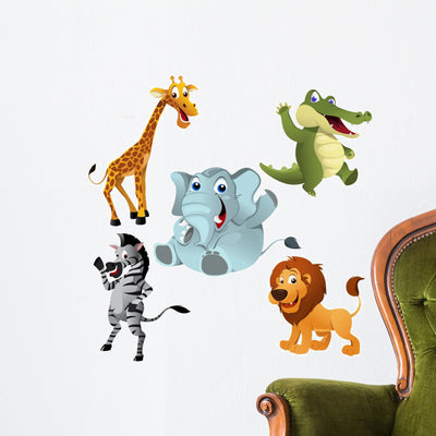 African Animals Wall Decal shown on a wall