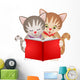 Cats Reading a Book Wall Decal