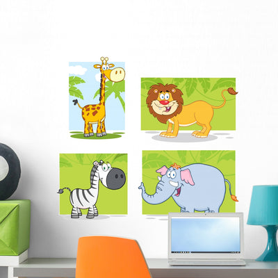 Jungle Animals Wall Stickers shown on a wall