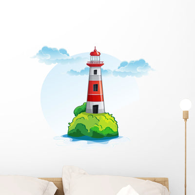 Image Island with Lighthouse shown on a wall