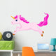 Cute unicorn cartoon running Wall Decal