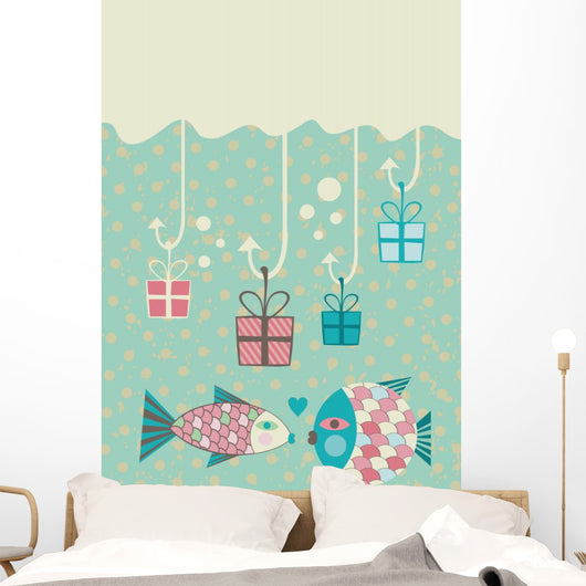 Happy Fish Present Boxes Wall Decal