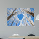 Winter landscape,branches form a heart-shaped pattern Wall Mural