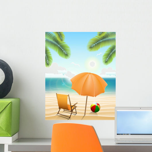 Beach with Parasol Chair