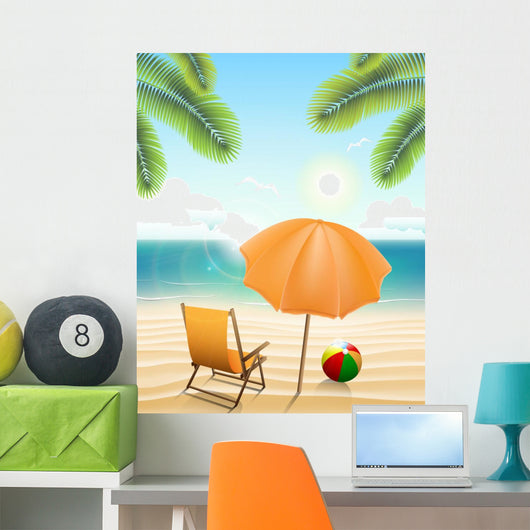Beach with Parasol Chair