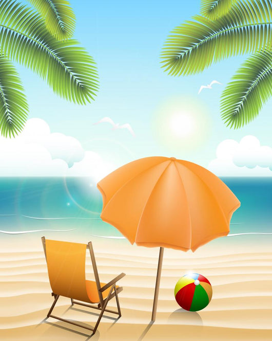 Beach with Parasol Chair