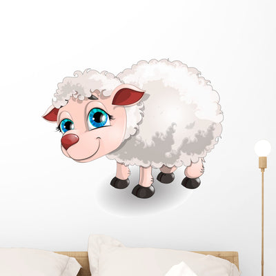 Sheep Wall Decal shown on a wall