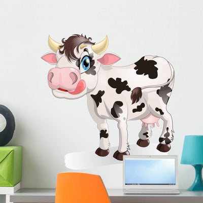 Cow Wall Decal shown on a wall