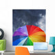 Rainbow Umbrella on Stormy Sky Wall Mural