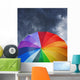 Rainbow Umbrella on Stormy Sky Wall Mural