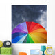 Rainbow Umbrella on Stormy Sky Wall Mural