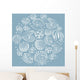 Seashell round design element. Sea background. Wall Decal