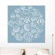 Seashell round design element. Sea background. Wall Decal