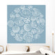 Seashell round design element. Sea background. Wall Decal
