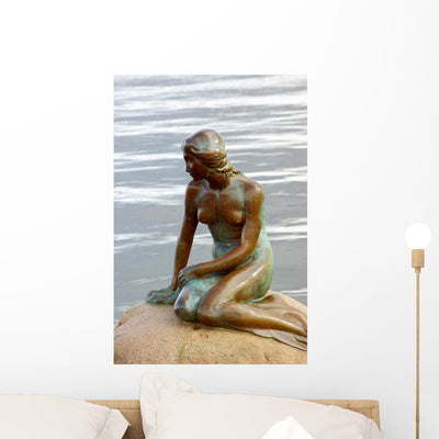 Lonely Mermaid Copenhagen Denmark Wall Mural shown on a wall