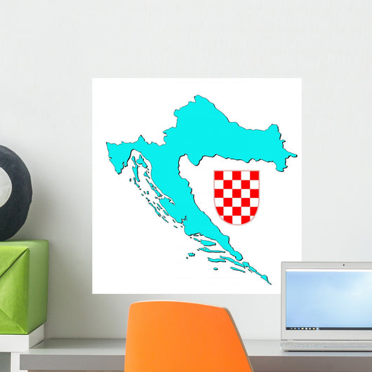 Croatia Map with Emblem Wall Mural