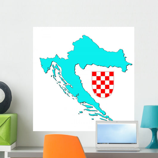 Croatia Map with Emblem Wall Mural