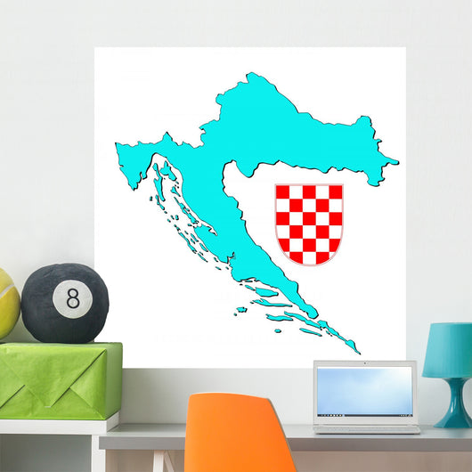 Croatia Map with Emblem Wall Mural