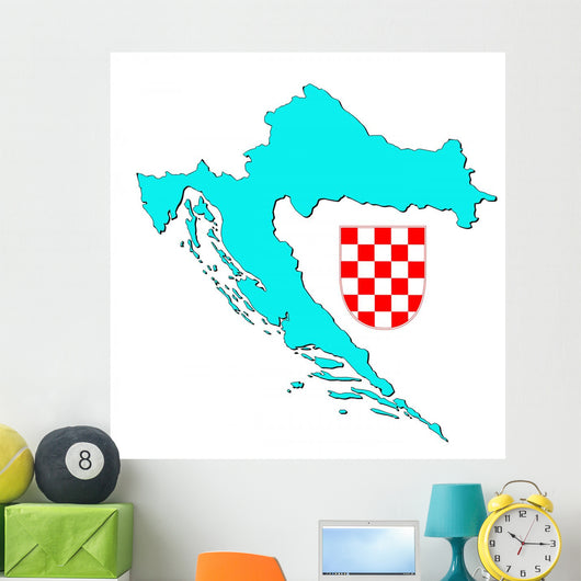 Croatia Map with Emblem Wall Mural