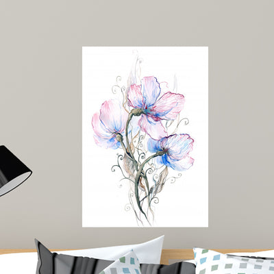 Flowers Wall Decal shown on a wall