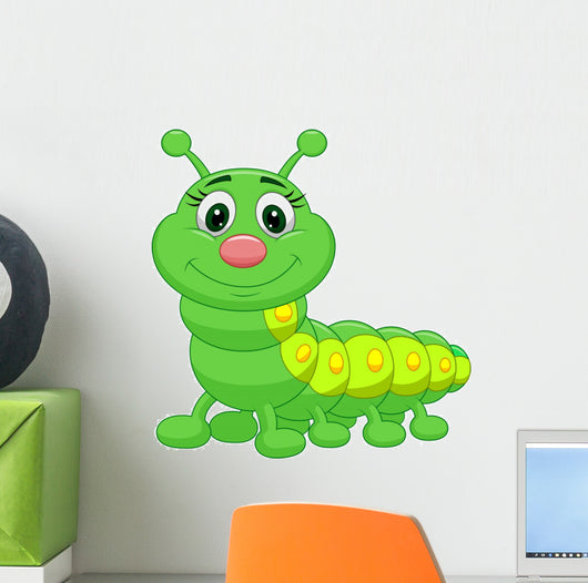 Cute green caterpillar cartoon Wall Decal