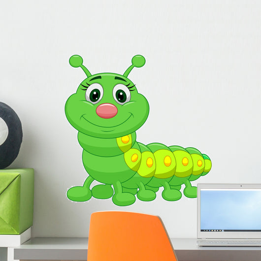 Cute green caterpillar cartoon Wall Decal