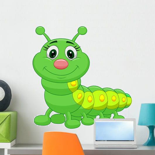 Cute green caterpillar cartoon Wall Decal
