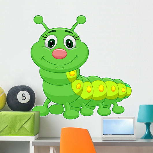 Cute green caterpillar cartoon Wall Decal