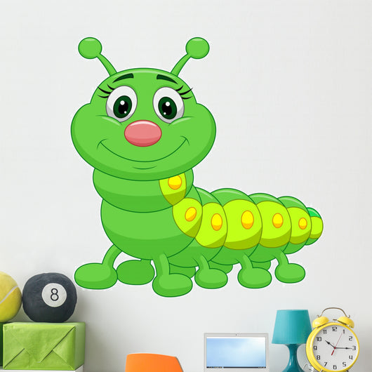 Cute green caterpillar cartoon Wall Decal