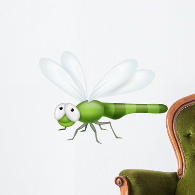 Dragonfly Cartoon Wall Decal shown on a wall