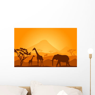 Safari Wall Mural shown on a wall