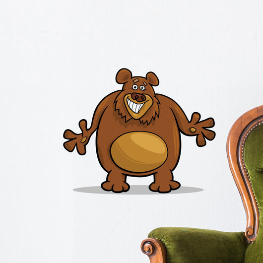 brown bear cartoon illustration Wall Decal