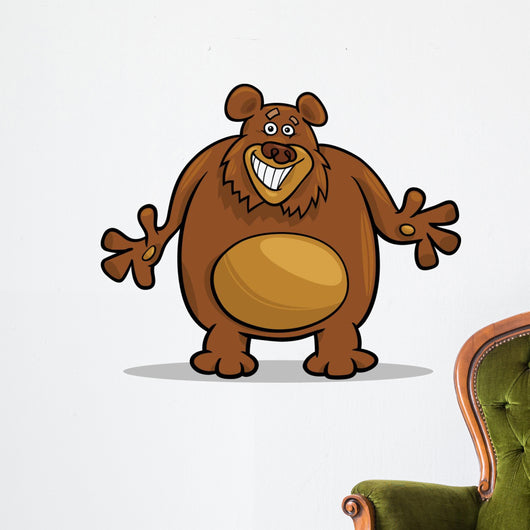 brown bear cartoon illustration Wall Decal