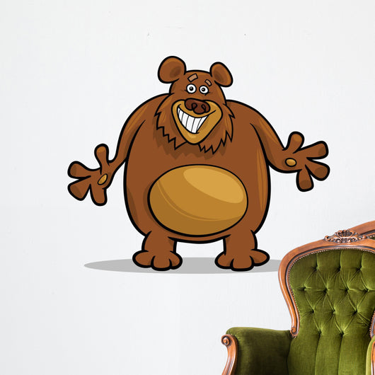 brown bear cartoon illustration Wall Decal