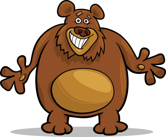 brown bear cartoon illustration Wall Decal