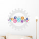 Social technology and media gear wheel chain Wall Decal