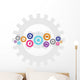 Social technology and media gear wheel chain Wall Decal