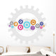 Social technology and media gear wheel chain Wall Decal