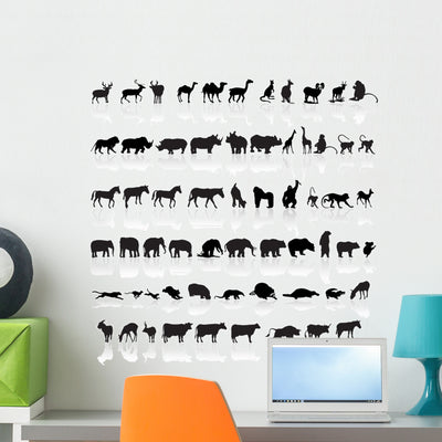 Animal Set Wall Decal Sticker Set shown on a wall