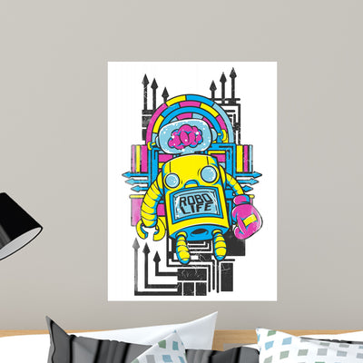 Robo Life Wall Decal shown on a wall