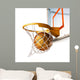 Basket ball centering the basket, close up view. Wall Decal
