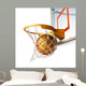 Basket ball centering the basket, close up view. Wall Decal