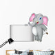 Elephant Cartoon with Blank Wall Mural