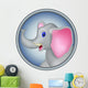 Cute Head Elephant Cartoon Wall Mural