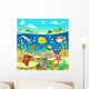 Family of Funny Fish in the Sea Wall Mural